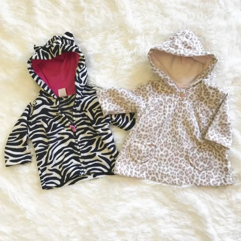 2 Carter’s Fleece Hoodie Jackets Animal print 3 M